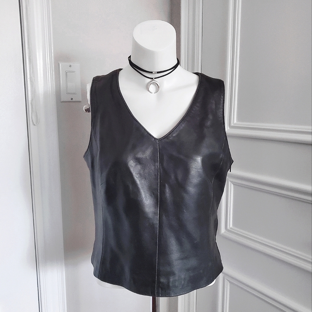 Vintage DANIER Soft Leather Sleeveless V Neck Vest